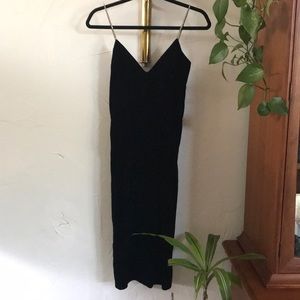 Vintage black velvet dress w rhinestone straps 4/5
